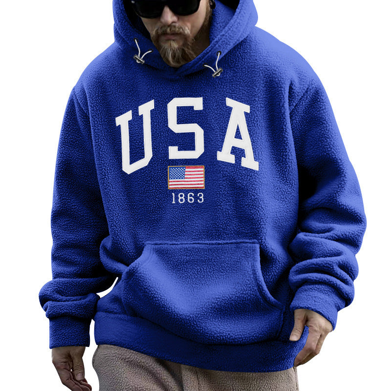 Herren Kapuzenpullover USA Print Kapuze Tasche