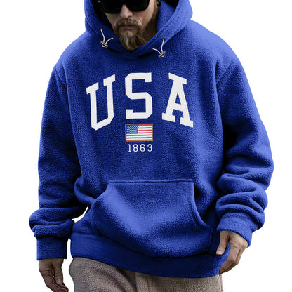 Herren Kapuzenpullover USA Print Kapuze Tasche