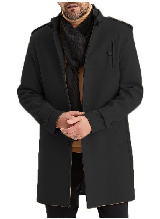 Herren Übergangsmantel Modern mit Taschen Stehkragen Elegant