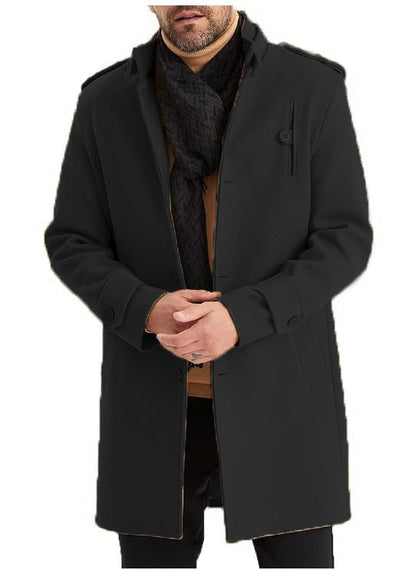 Herren Übergangsmantel Modern mit Taschen Stehkragen Elegant
