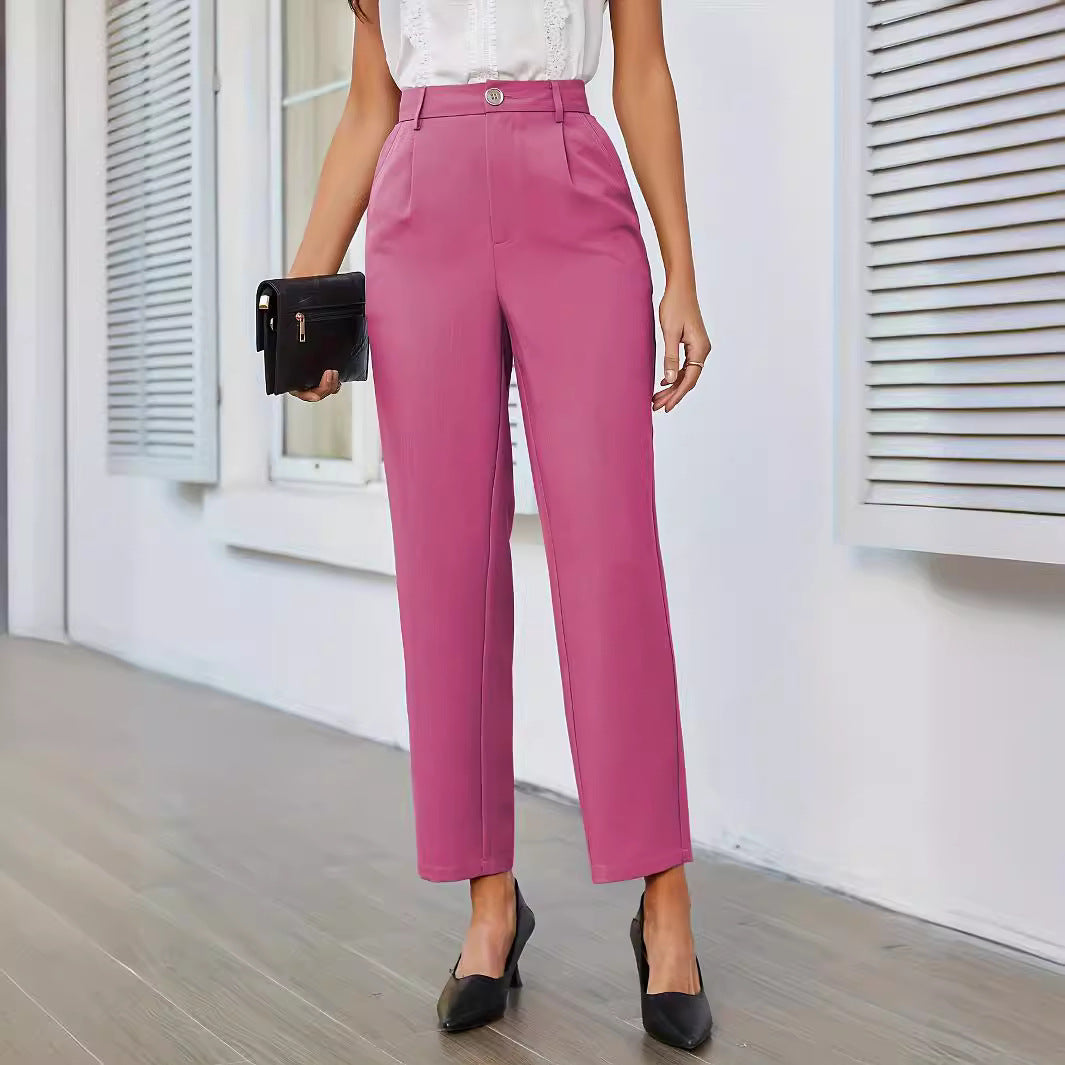 Elegante Damen Hose Hochtailliert Slim Fit