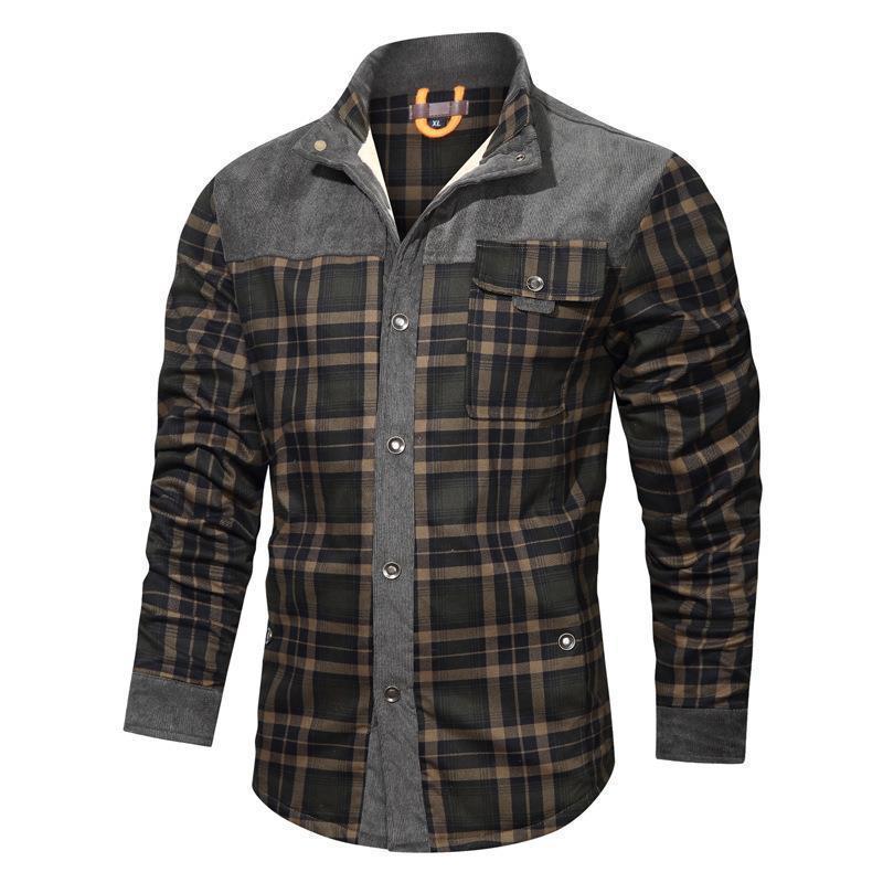 Herren Flanellhemd Warm mit Druckdetails Elegant