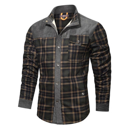 Herren Flanellhemd Warm mit Druckdetails Elegant