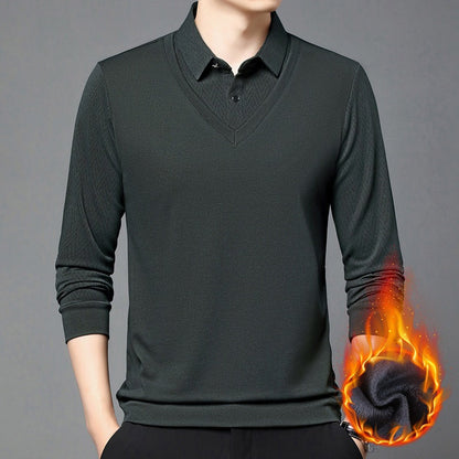 Herren Langarmshirt Modern Strukturiert Feuchtigkeitsregulierend