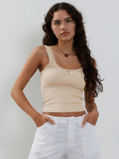 Damen Tanktop Spitzen Crop Top Ohne Ärmel
