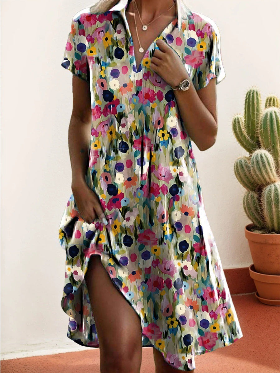 Damenkleid Floral Asymmetrisch Sommerkleid