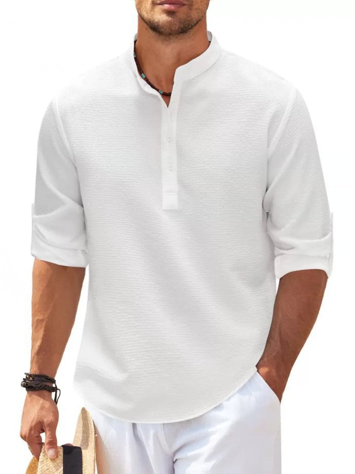 Herren Langarmhemd mit Struktur Modern Lässig Style