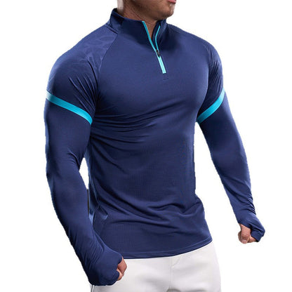 Herren Funktionsshirt Langarm Stehkragen Sportlich Modern