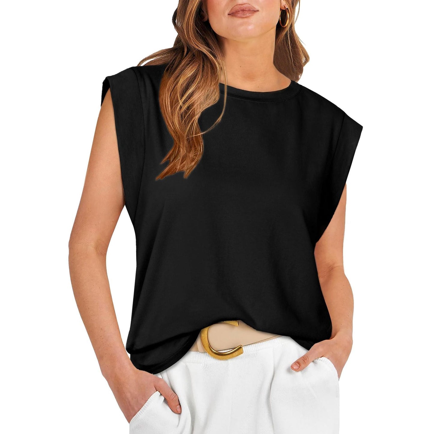 Damen Oversized T-Shirt mit Schulterpolstern Großes Design