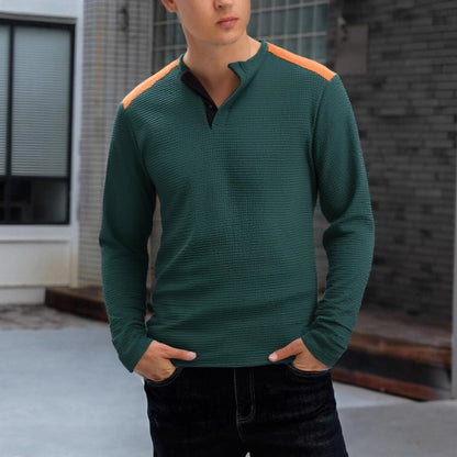 Herren Langarmshirt Modern mit Struktur und Kontrastfarben