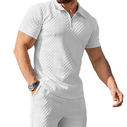 Herren Sportset Kurzarm mit Reißverschluss Modern