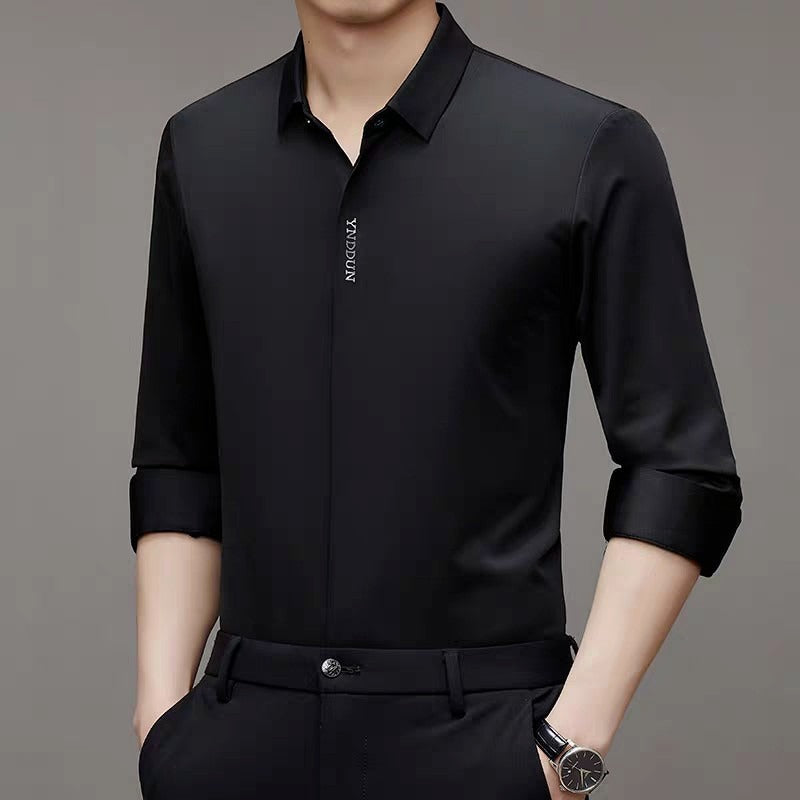 Herren Bluse Langarm Elegant Modern Stehkragen Qualität