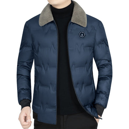 Herren Winterjacke Elegante Wattierte Daunenjacke Mit Pelz Kragen