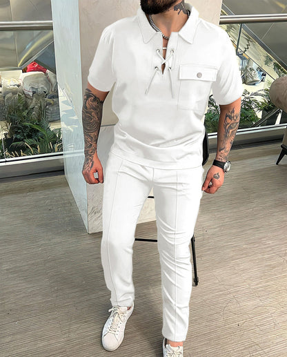 Herrenanzug Kurz Slim Fit Mit Kordelzug Detail Modern