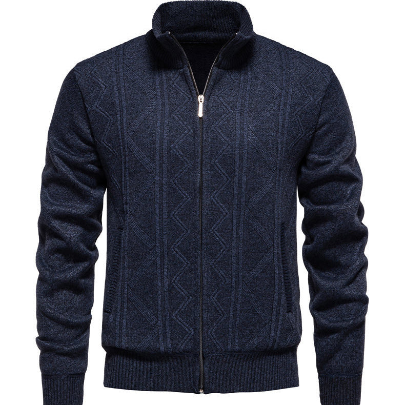 Herren Strickjacke Modern mit Zipper und Textil-Struktur