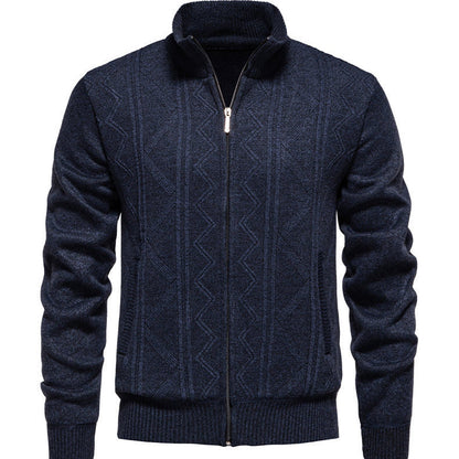 Herren Strickjacke Modern mit Zipper und Textil-Struktur