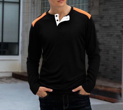 Herren Langarmshirt Modern mit Struktur und Kontrastfarben