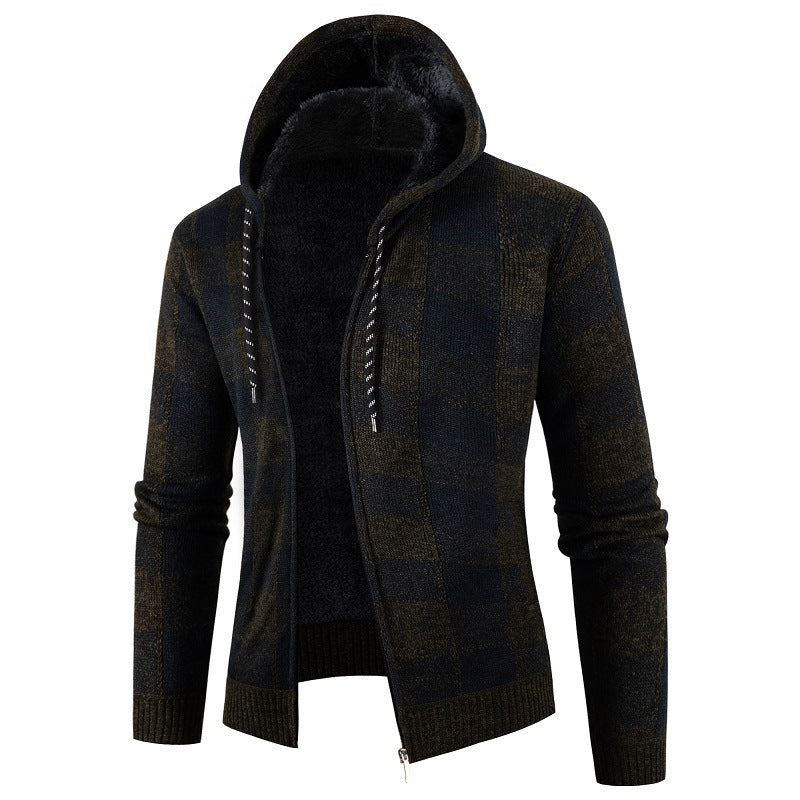 Herren Fleecejacke Karomuster Weich Warm