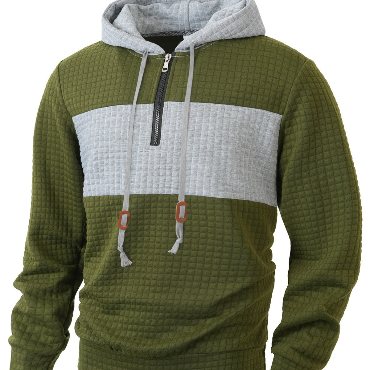 Herren Hoodie Strukturiert 1/4 Reißverschluss Modern