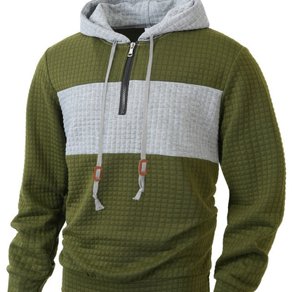 Herren Hoodie Strukturiert 1/4 Reißverschluss Modern