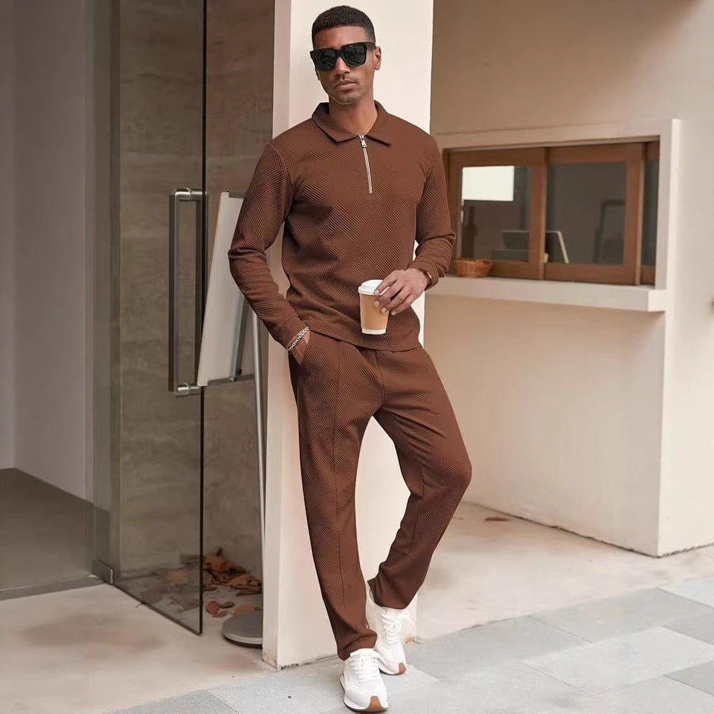 Herren Casual-Set Hose Oberteil mit Struktur-Design Modern
