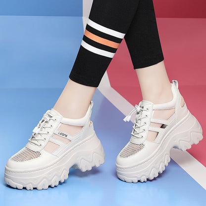 Damen Plateau Sneaker Trendy High Heels Schuhe