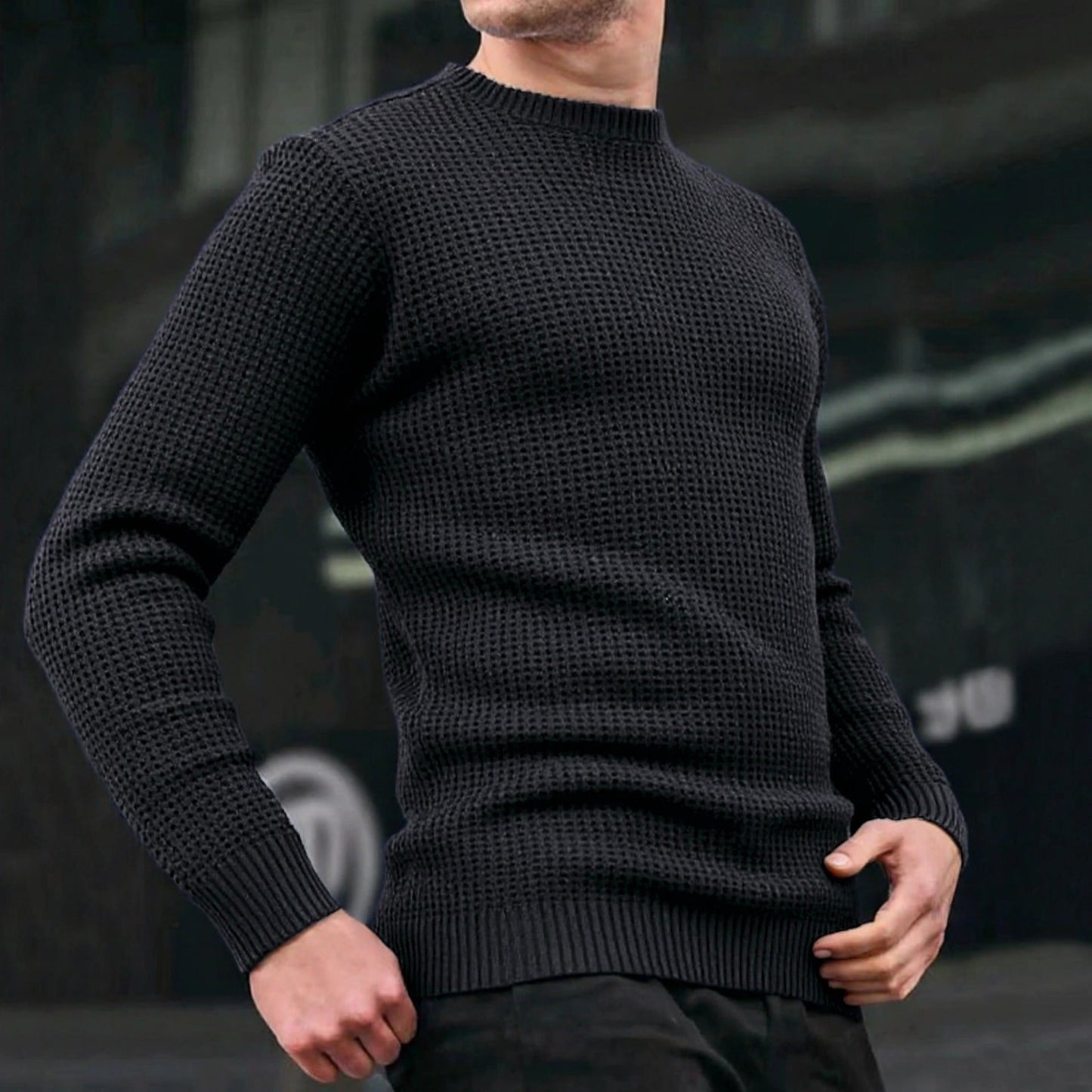 Herren Strickpullover Waffelmuster Bequem Groß - BerlinGlamour