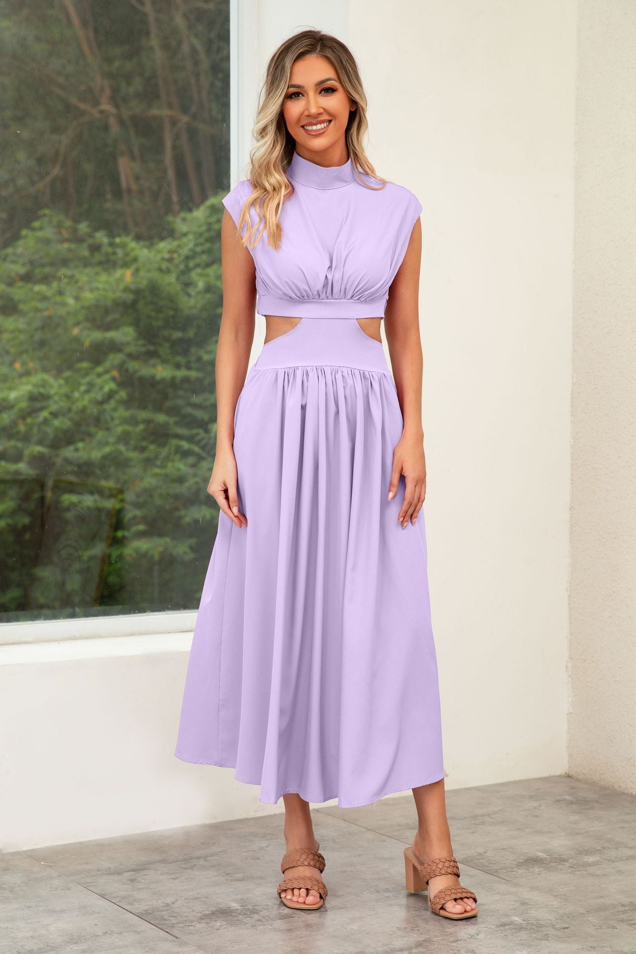 Sommerkleid Damen Cut-Out Halskragen Modern