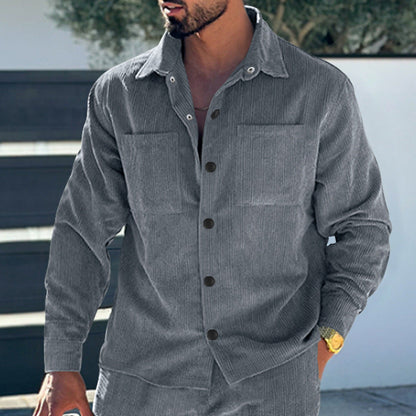 Herren Waffelhemd Jacke Casual Berlin Stil