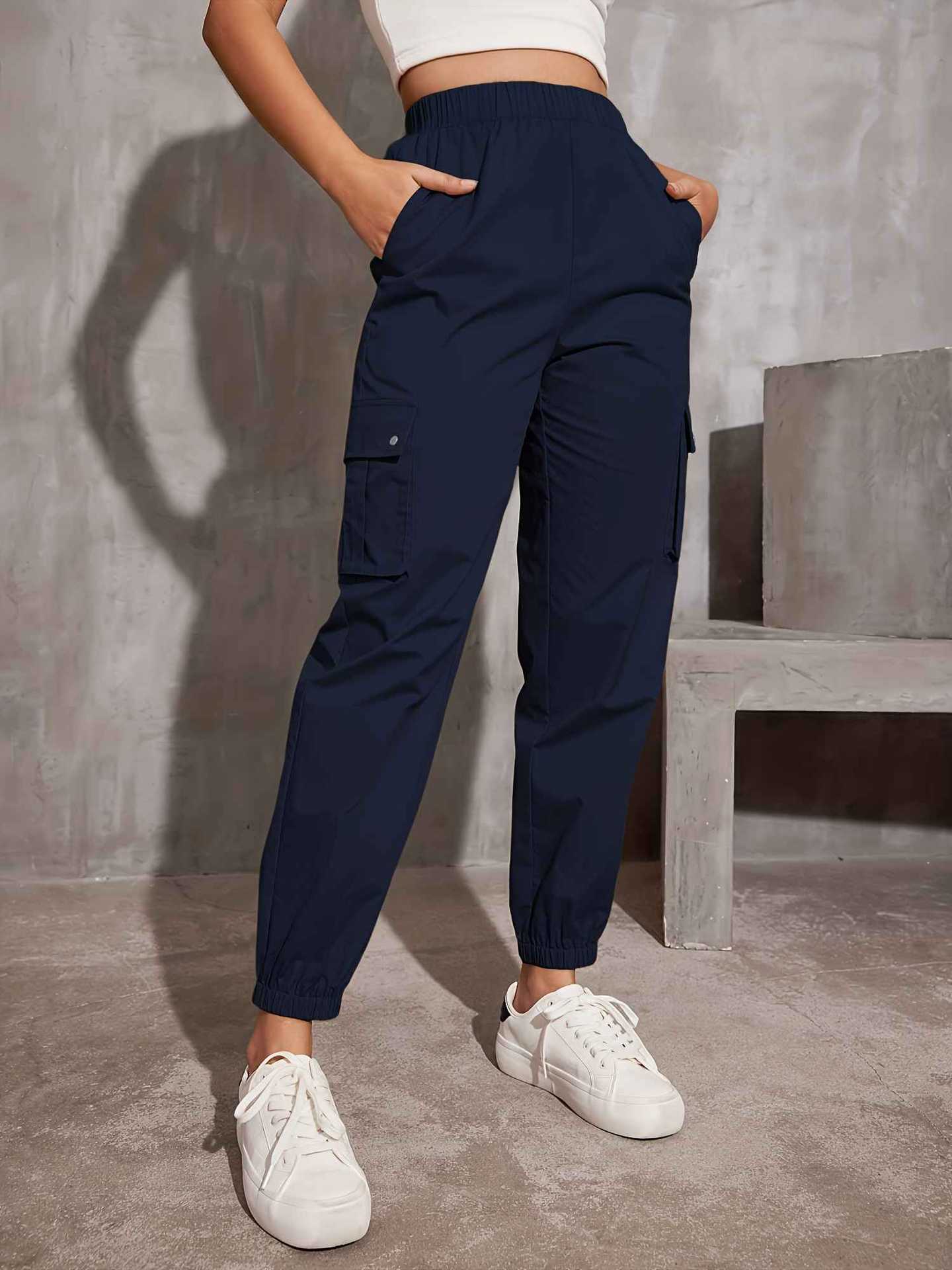 Damen Cargo-Hose Bequem Praktisch Mit Taschen
