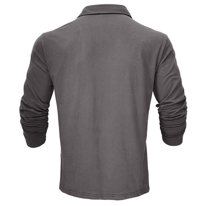 Herren Poloshirt Langarm Elegant Hochwertig Baumwolle
