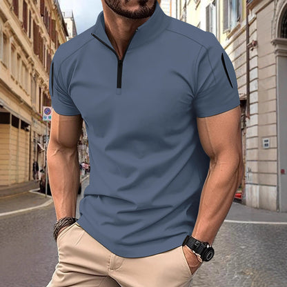 Herren Sportshirt Kurzarm Zip-Hemd Modern