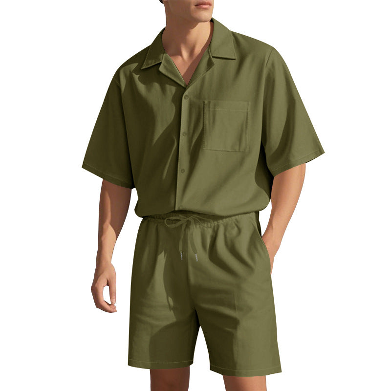 Herren Sommer Set Kurzarmhemd Shorts Modern Komfortabel