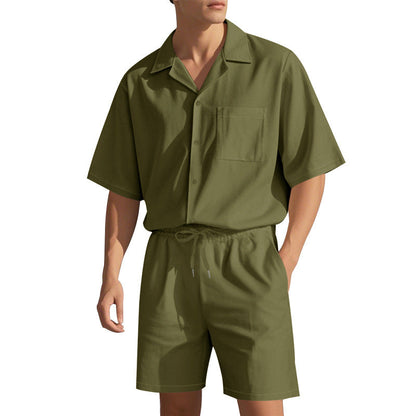 Herren Sommer Set Kurzarmhemd Shorts Modern Komfortabel
