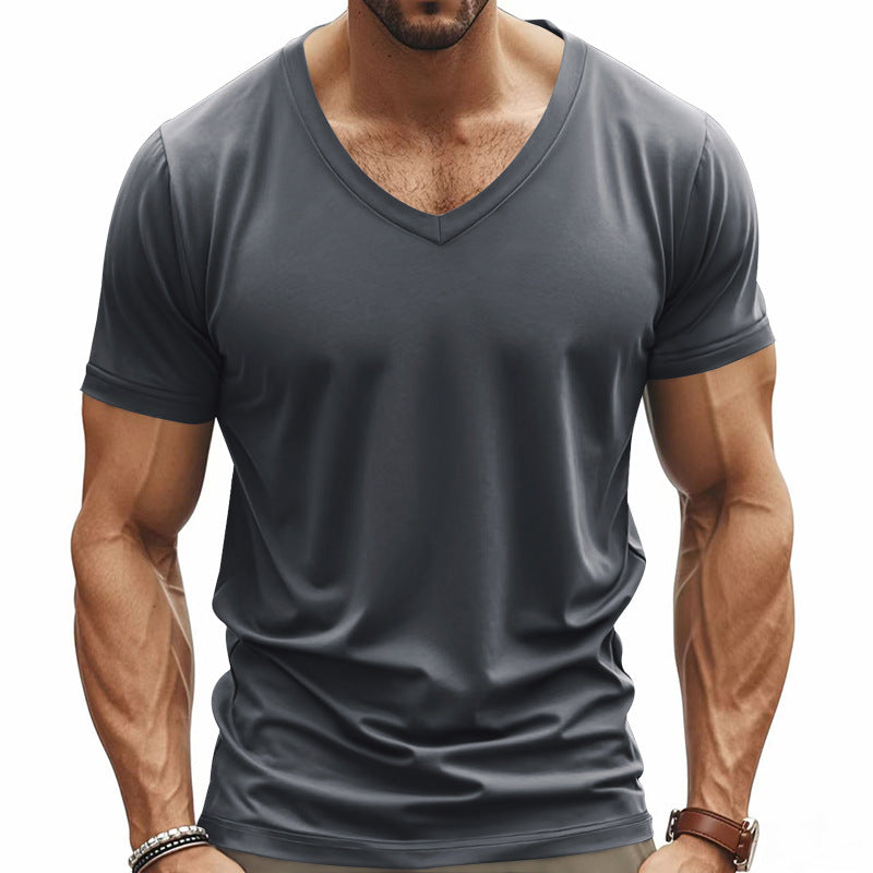 Herren T-Shirt V-Ausschnitt atmungsaktiv Sportlich
