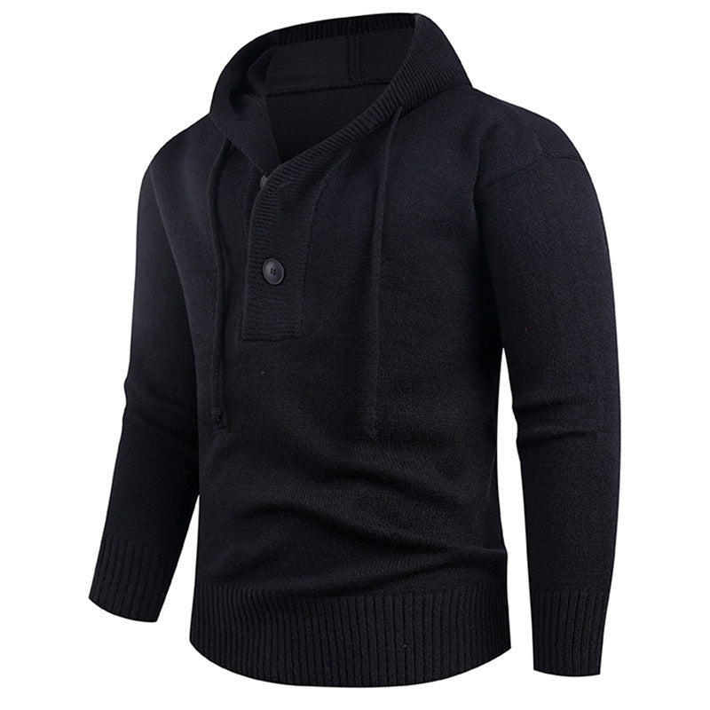 Herren Pullover Modern mit hoher Kragen und Knöpfen
