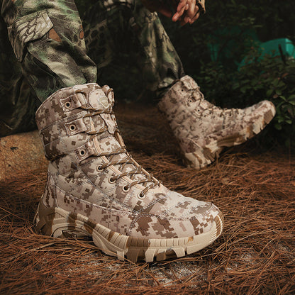 Herren Camo Stiefel Militärstil Schwarz