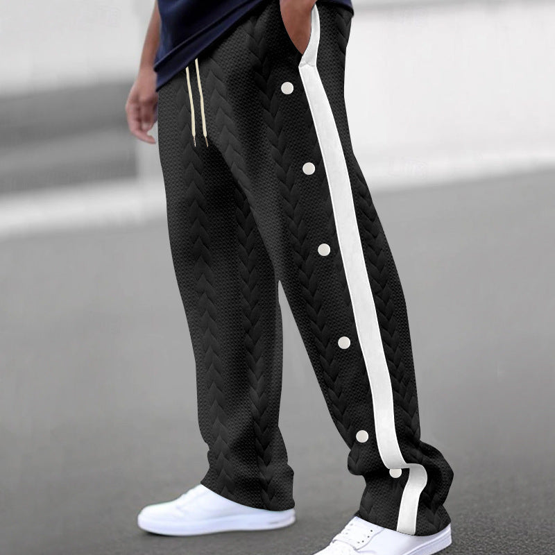Herren Chino Hose Sportlich Elastisch Mit Druckknöpfen