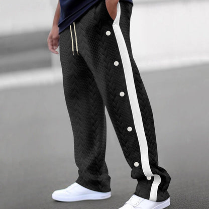 Herren Chino Hose Sportlich Elastisch Mit Druckknöpfen