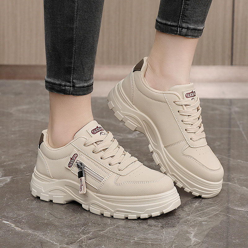 Damen Sneaker Chunky Rutschfest mit Reißverschluss