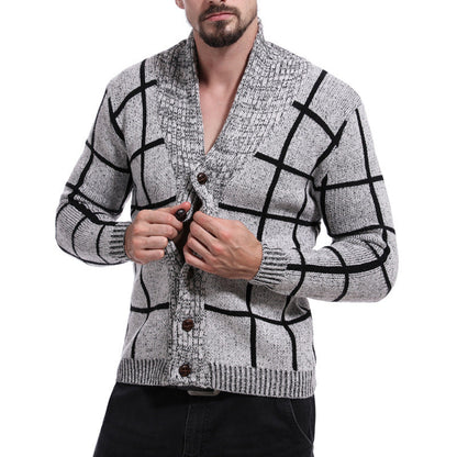 Herren Strickjacke Karomuster Elegantes Design Modern
