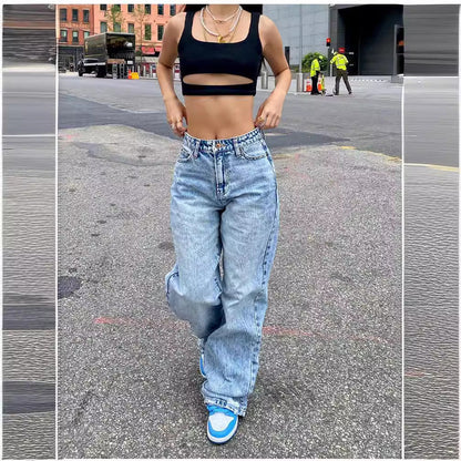 Damen High-Waist Jeans Weite Bein Moderner Schnitt - BerlinGlamour