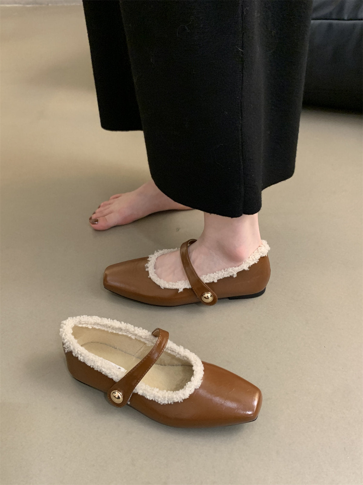 Damen Ballerinas Weich Bequem Mit Riemchen