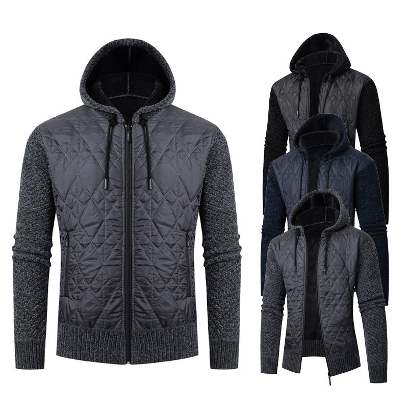Herren Steppjacke Warm Kapuzenjacke Reißverschluss - BerlinGlamour