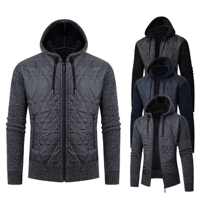 Herren Steppjacke Warm Kapuzenjacke Reißverschluss - BerlinGlamour