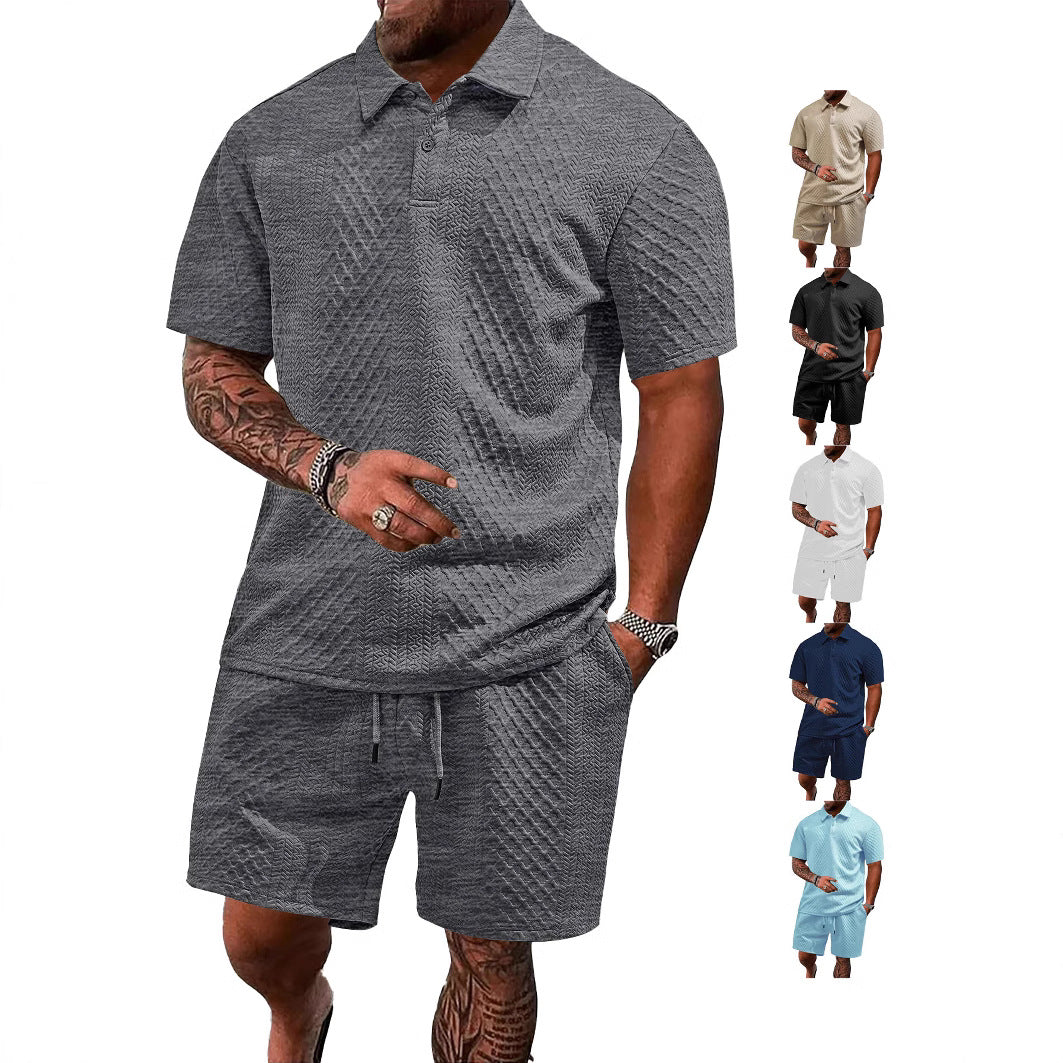 Herren Polo Shorts Set Modern Strukturiert - BerlinGlamour