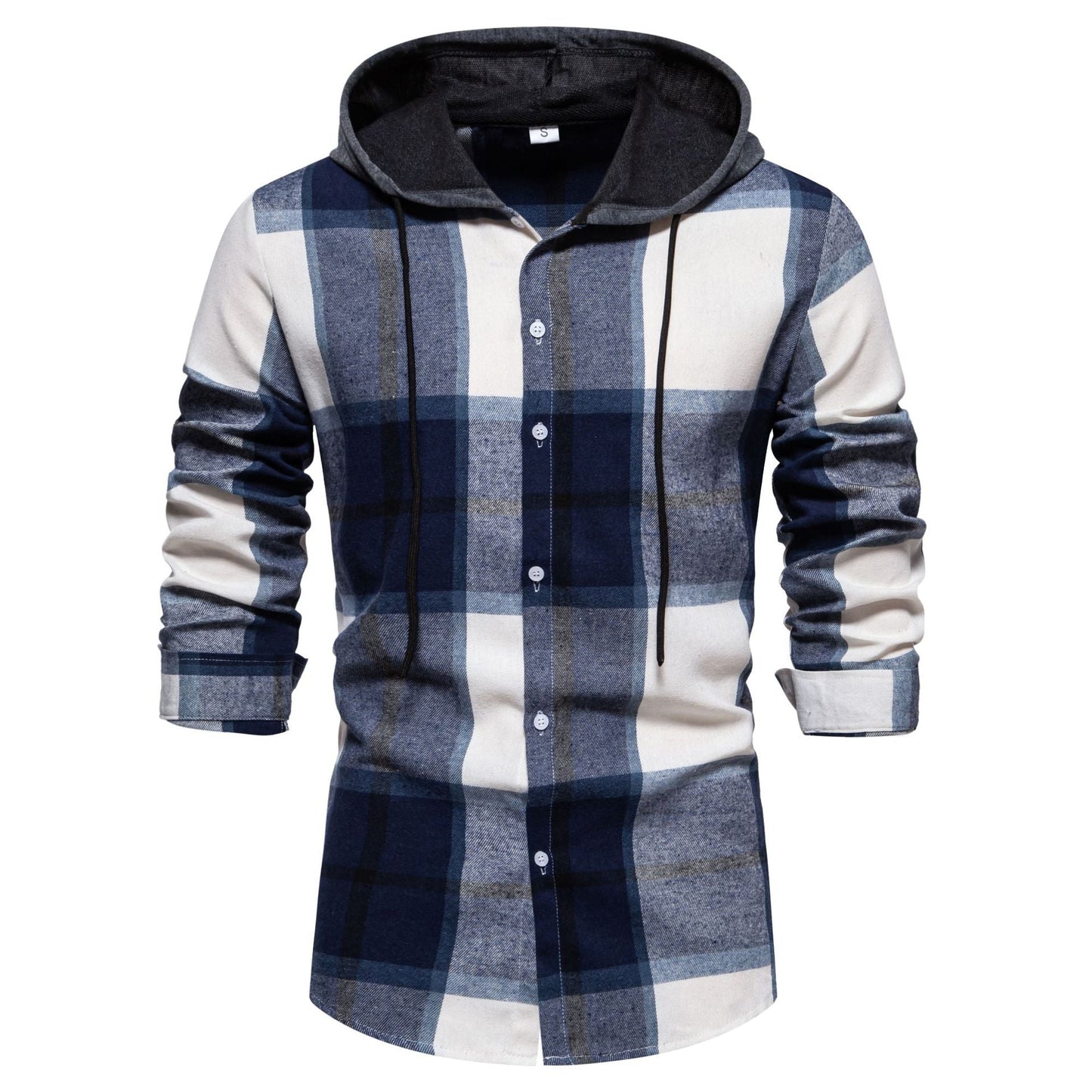 Herren Karo-Hemd Kapuze Bequem Modern