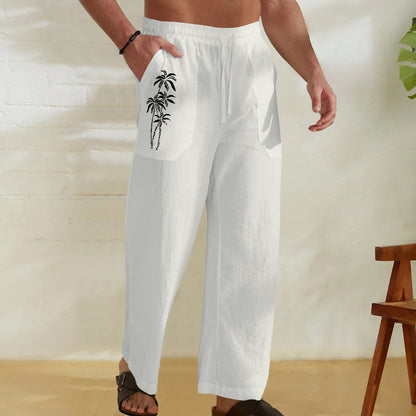 Herren Leinenhose Bequem Sommerlich mit Kordelzug