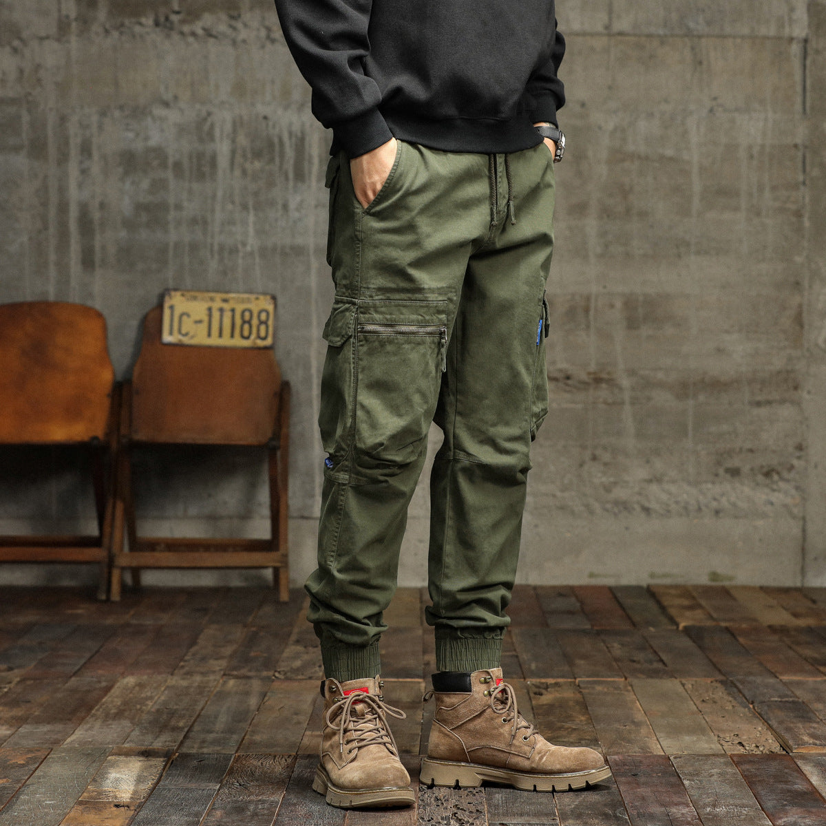 Herren Cargo-Hose Funktions-Taschen Elastischer Bund