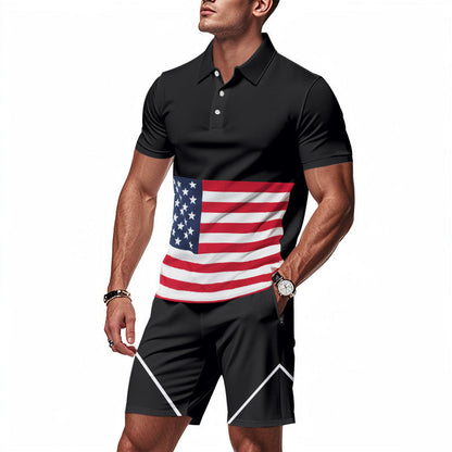 Herren Polo-Shirt Set Sportlich Flaggenmuster Berlin